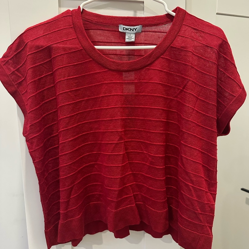 NWT DKNY Vibrant Red Short Sleeve Top
